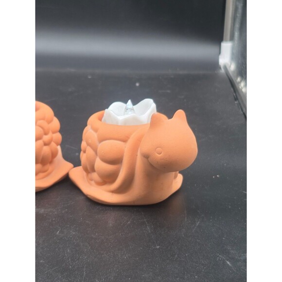 Partylite Set of 2 Turte Terrecotta Candle Holders with Battery Operated Candles - Picture 3 of 16